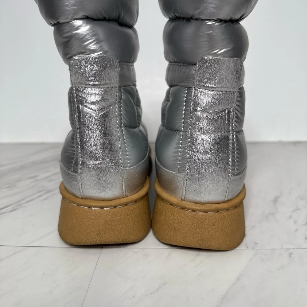 Marc Fisher Kamryn Silver Faux Leather Bootie 6 1/2 M